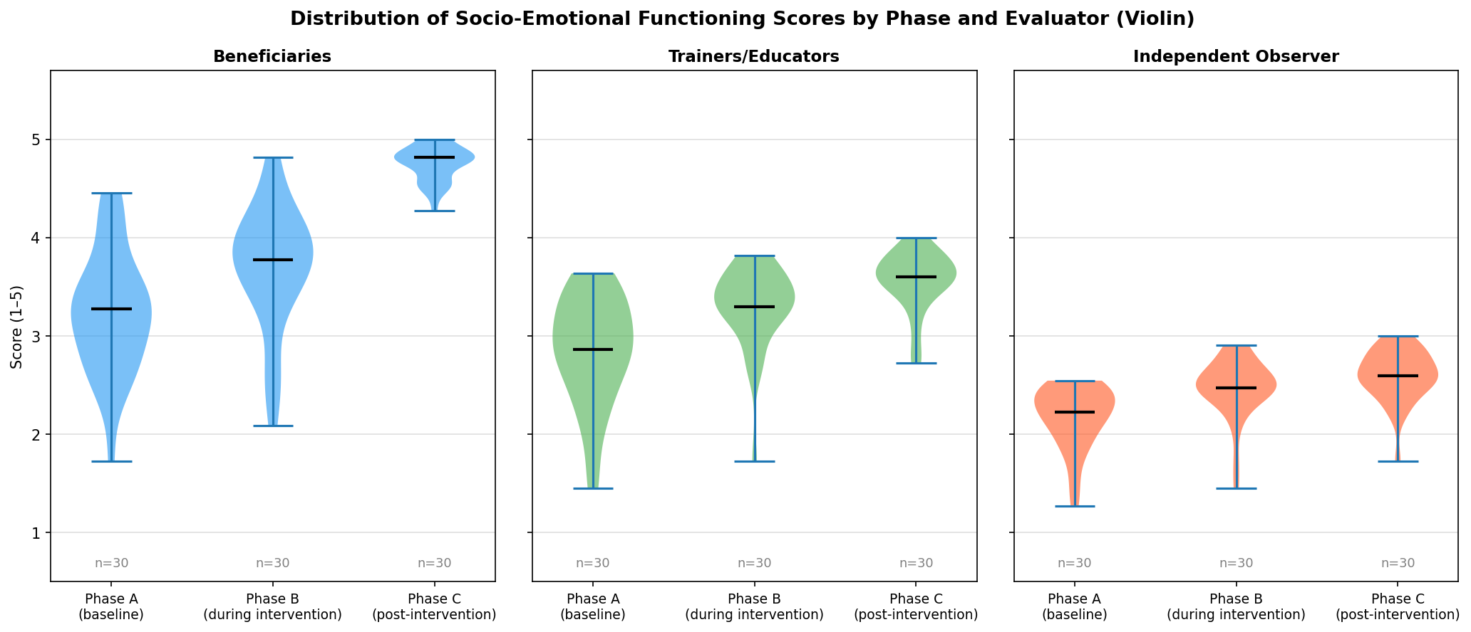 Violin plot of score distributions